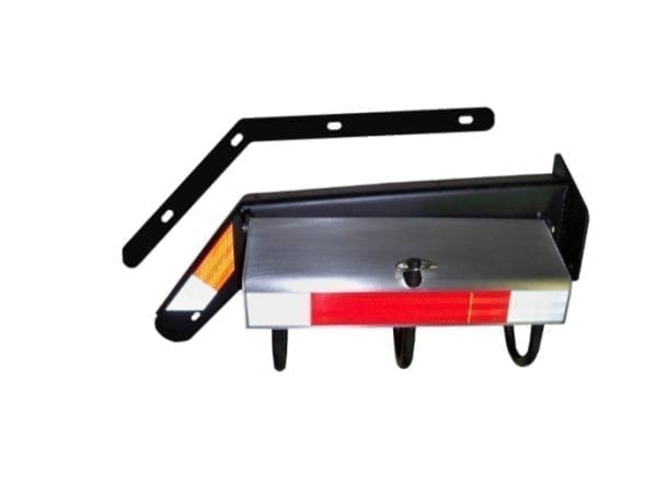 Tire chain hanger with mud flap mounting bracket, LH